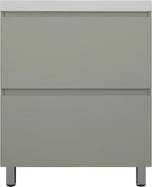 Style Line Тумба с белой раковиной Манхэттен 70 Plus эмаль олива матовая – фотография-1